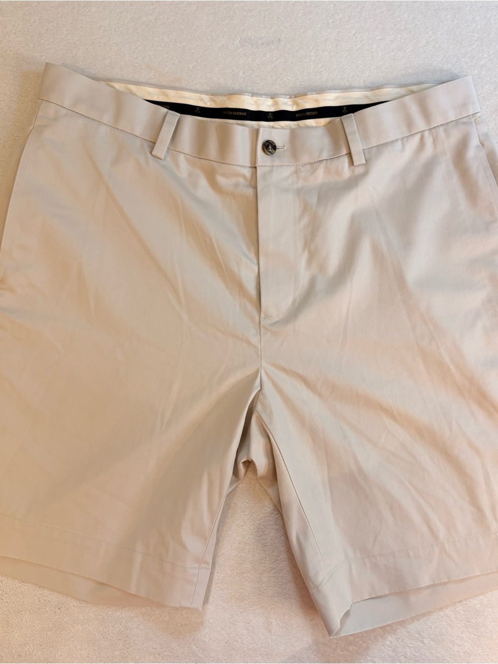 Brooks Brothers Advantage Stone Khaki Flat-Front Bermuda Shorts Sz 36